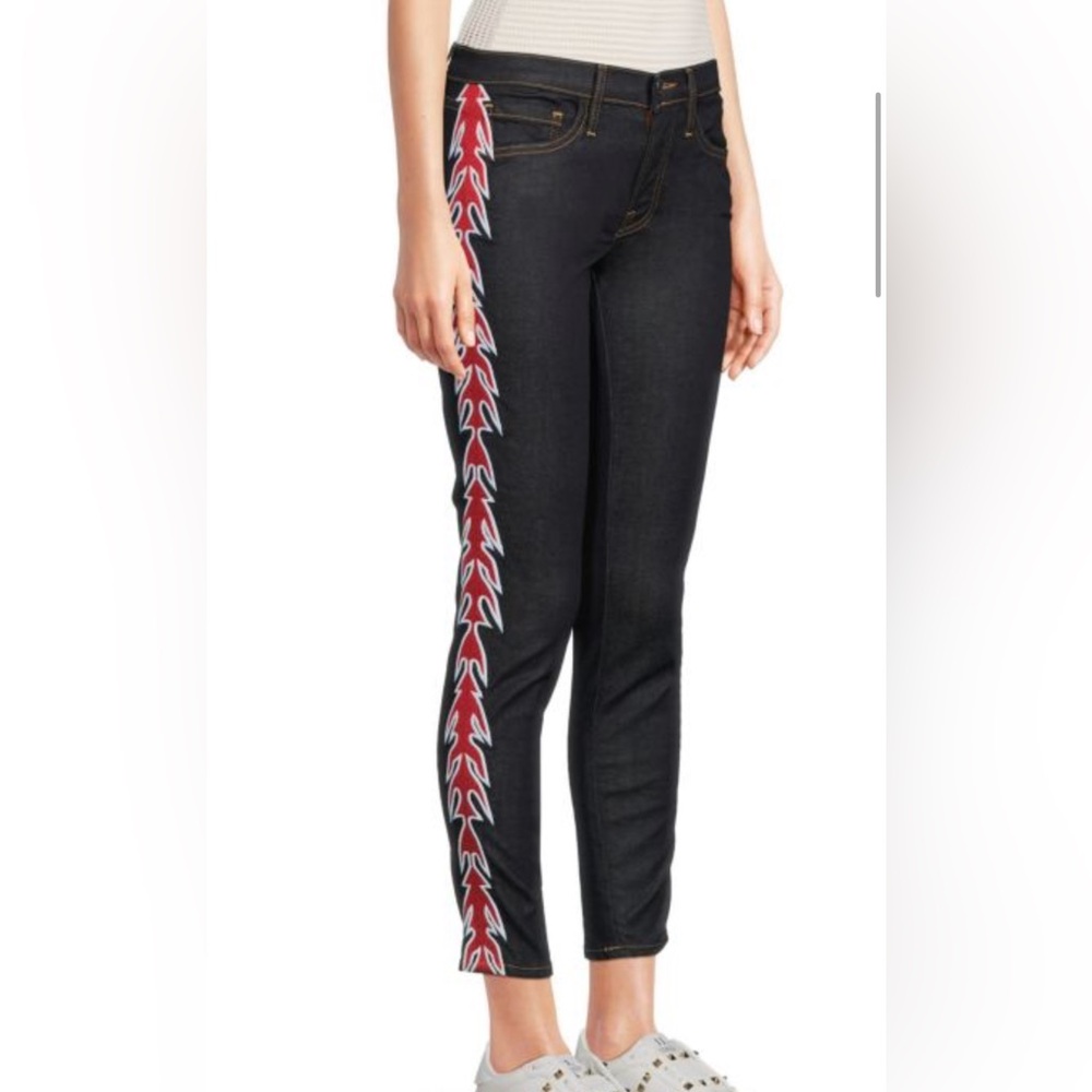 Designer jeans Etienne Marcel Flame embroidery skinny jeans size 27